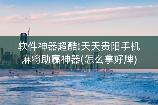 软件神器超酷!天天贵阳手机麻将助赢神器(怎么拿好牌)