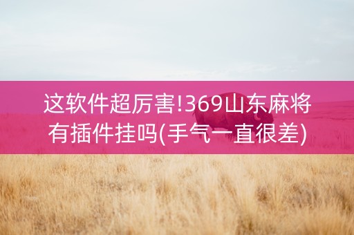 这软件超厉害!369山东麻将有插件挂吗(手气一直很差)