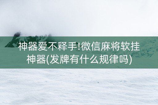 神器爱不释手!微信麻将软挂神器(发牌有什么规律吗)