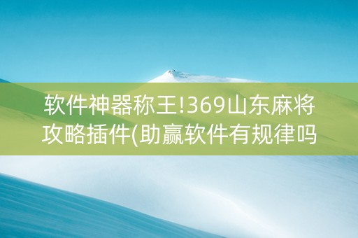 软件神器称王!369山东麻将攻略插件(助赢软件有规律吗)