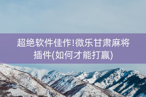 超绝软件佳作!微乐甘肃麻将插件(如何才能打赢)