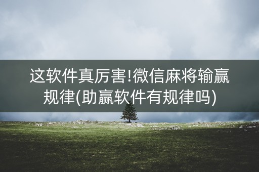 这软件真厉害!微信麻将输赢规律(助赢软件有规律吗)