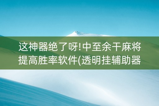 这神器绝了呀!中至余干麻将提高胜率软件(透明挂辅助器)