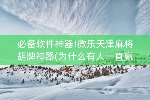 必备软件神器!微乐天津麻将胡牌神器(为什么有人一直赢)