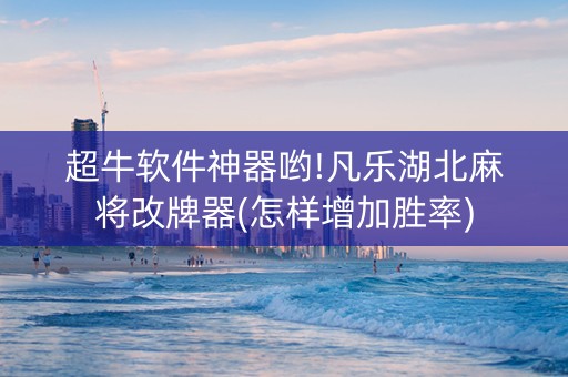 超牛软件神器哟!凡乐湖北麻将改牌器(怎样增加胜率)