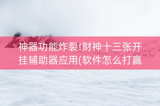 神器功能炸裂!财神十三张开挂辅助器应用(软件怎么打赢)
