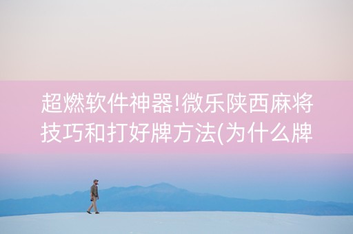 超燃软件神器!微乐陕西麻将技巧和打好牌方法(为什么牌一直很差)