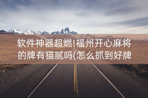 软件神器超燃!福州开心麻将的牌有猫腻吗(怎么抓到好牌)