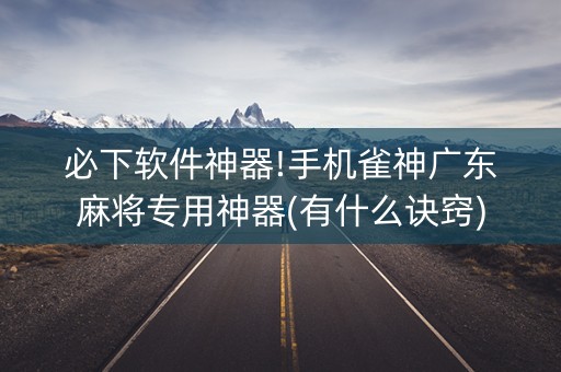 必下软件神器!手机雀神广东麻将专用神器(有什么诀窍)