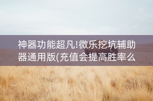 神器功能超凡!微乐挖坑辅助器通用版(充值会提高胜率么)