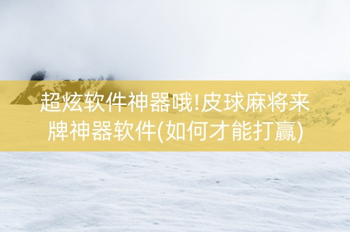 超炫软件神器哦!皮球麻将来牌神器软件(如何才能打赢)