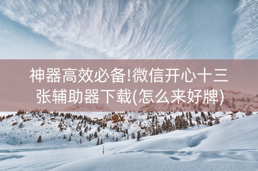 神器高效必备!微信开心十三张辅助器下载(怎么来好牌)