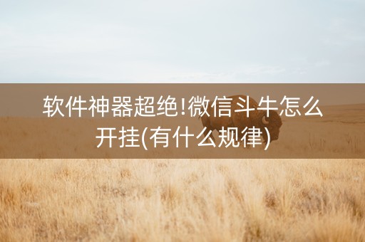 软件神器超绝!微信斗牛怎么开挂(有什么规律)