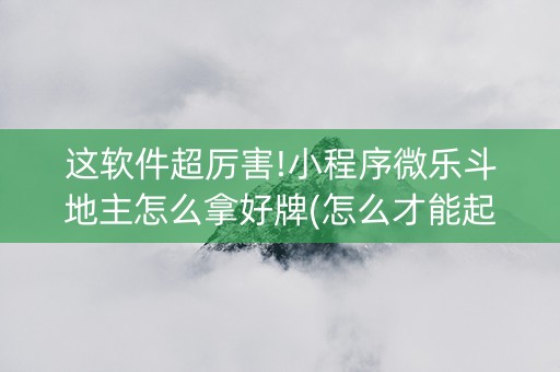 这软件超厉害!小程序微乐斗地主怎么拿好牌(怎么才能起到好牌)
