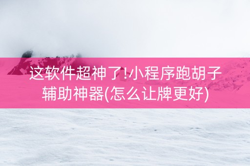 这软件超神了!小程序跑胡子辅助神器(怎么让牌更好)