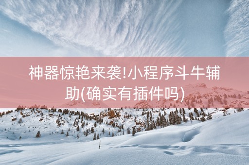 神器惊艳来袭!小程序斗牛辅助(确实有插件吗)