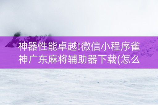 神器性能卓越!微信小程序雀神广东麻将辅助器下载(怎么能让胜率高)