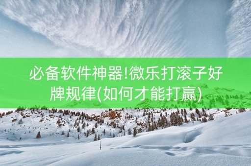 必备软件神器!微乐打滚子好牌规律(如何才能打赢)