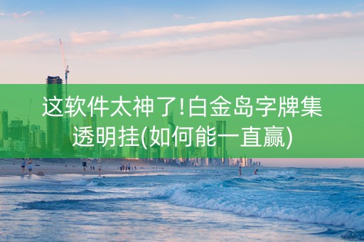 这软件太神了!白金岛字牌集透明挂(如何能一直赢)