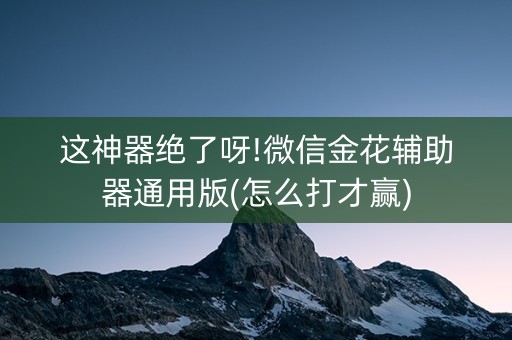 这神器绝了呀!微信金花辅助器通用版(怎么打才赢)