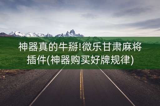 神器真的牛掰!微乐甘肃麻将插件(神器购买好牌规律)