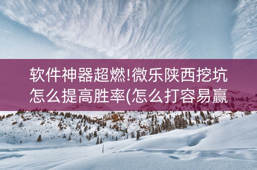 软件神器超燃!微乐陕西挖坑怎么提高胜率(怎么打容易赢)