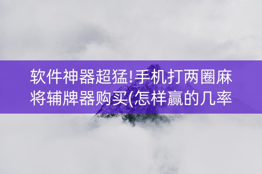 软件神器超猛!手机打两圈麻将辅牌器购买(怎样赢的几率大)