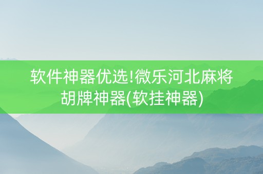 软件神器优选!微乐河北麻将胡牌神器(软挂神器)