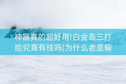 神器真的超好用!白金岛三打哈究竟有挂吗(为什么老是输)