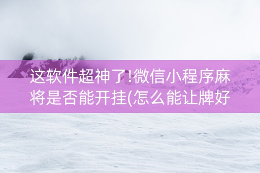 这软件超神了!微信小程序麻将是否能开挂(怎么能让牌好一点)