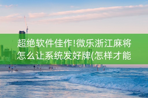 超绝软件佳作!微乐浙江麻将怎么让系统发好牌(怎样才能赢)