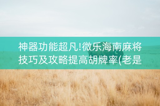 神器功能超凡!微乐海南麻将技巧及攻略提高胡牌率(老是输怎么回事)