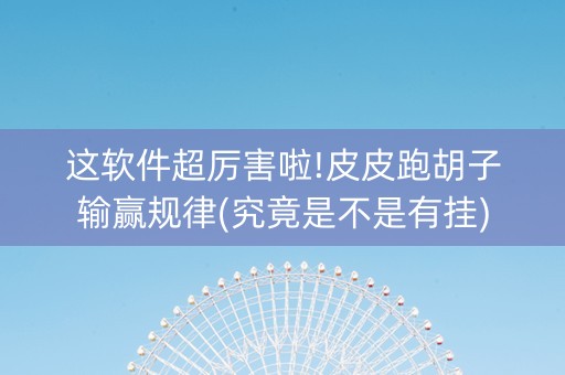 这软件超厉害啦!皮皮跑胡子输赢规律(究竟是不是有挂)