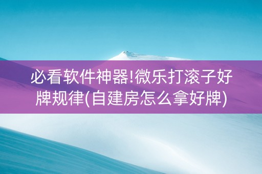 必看软件神器!微乐打滚子好牌规律(自建房怎么拿好牌)