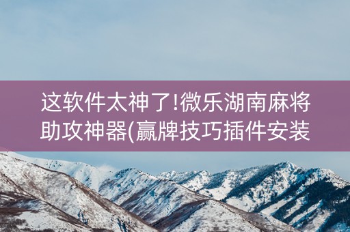 这软件太神了!微乐湖南麻将助攻神器(赢牌技巧插件安装)