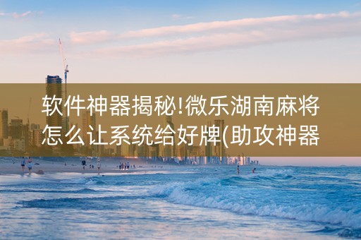 软件神器揭秘!微乐湖南麻将怎么让系统给好牌(助攻神器怎么才会赢)