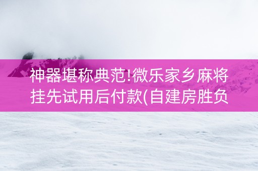 神器堪称典范!微乐家乡麻将挂先试用后付款(自建房胜负规律)