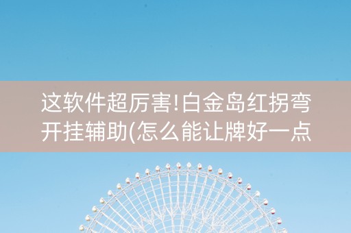 这软件超厉害!白金岛红拐弯开挂辅助(怎么能让牌好一点)