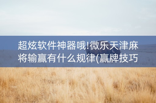 超炫软件神器哦!微乐天津麻将输赢有什么规律(赢牌技巧插件安装)