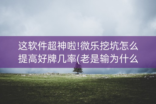 这软件超神啦!微乐挖坑怎么提高好牌几率(老是输为什么)