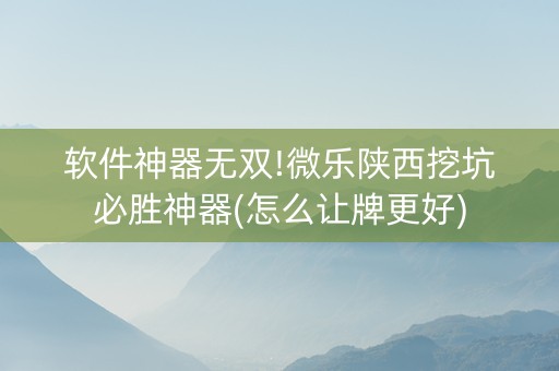 软件神器无双!微乐陕西挖坑必胜神器(怎么让牌更好)