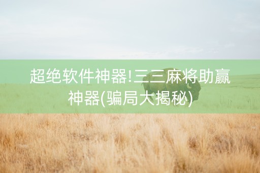 超绝软件神器!三三麻将助赢神器(骗局大揭秘)