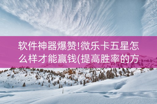软件神器爆赞!微乐卡五星怎么样才能赢钱(提高胜率的方法)