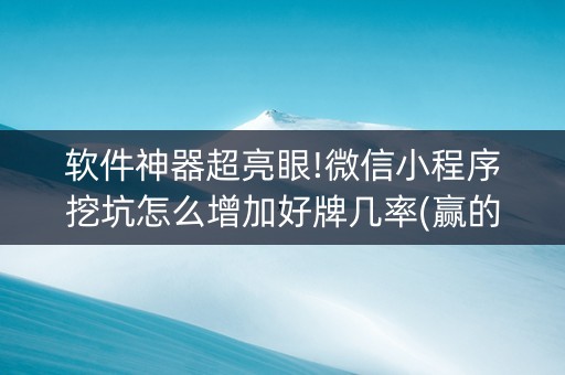 软件神器超亮眼!微信小程序挖坑怎么增加好牌几率(赢的技巧提高胜率)