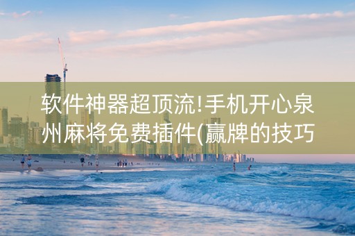 软件神器超顶流!手机开心泉州麻将免费插件(赢牌的技巧)