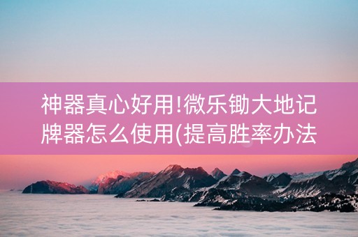神器真心好用!微乐锄大地记牌器怎么使用(提高胜率办法)