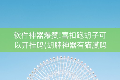 软件神器爆赞!喜扣跑胡子可以开挂吗(胡牌神器有猫腻吗)