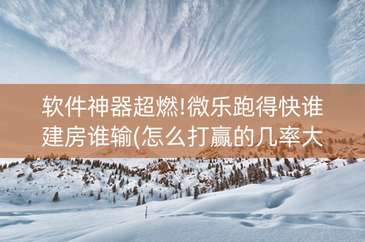 软件神器超燃!微乐跑得快谁建房谁输(怎么打赢的几率大)