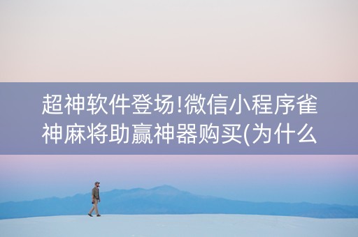 超神软件登场!微信小程序雀神麻将助赢神器购买(为什么总是输)