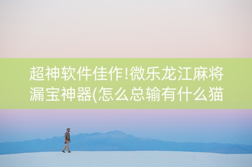 超神软件佳作!微乐龙江麻将漏宝神器(怎么总输有什么猫腻)